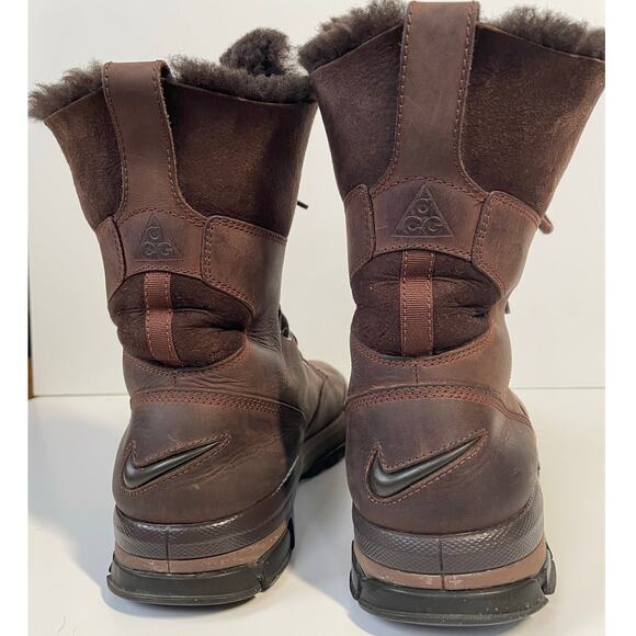 Nike Air Nevist-9 ACG Brown Leather Shearling Boots Men\'s Size 10.5 main image 4